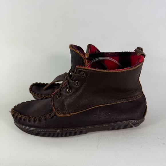 Bick Moose Ankle Boots Women's 9 Brown Leather Lace-Up Mid Top Round Toe - Picture 5 of 11